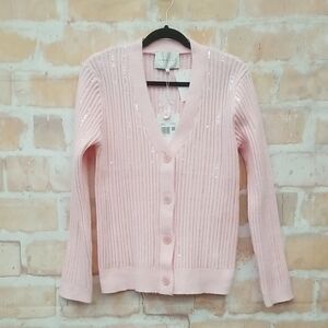 NWT Endless Rose Size M Light Pink Ribbed Cardigan
